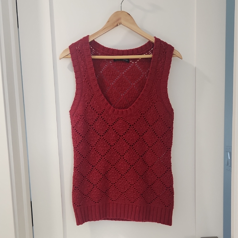 Express Design Studio Crimson Knit Vest Sweater